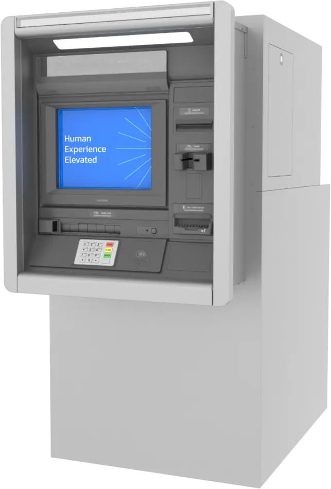 Hyosung 7D drive-up through-the-wall ATM (MX7600DA), front three-quarter view