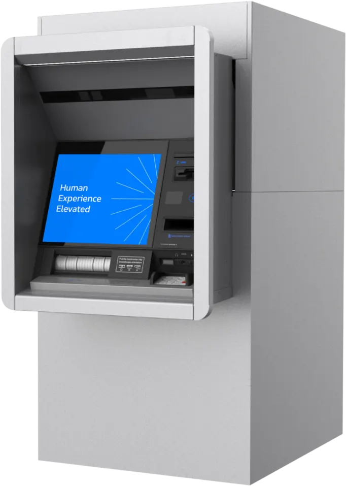 Hyosung 8T through-the-wall recycling ATM (MX8300T), front three-quarter view