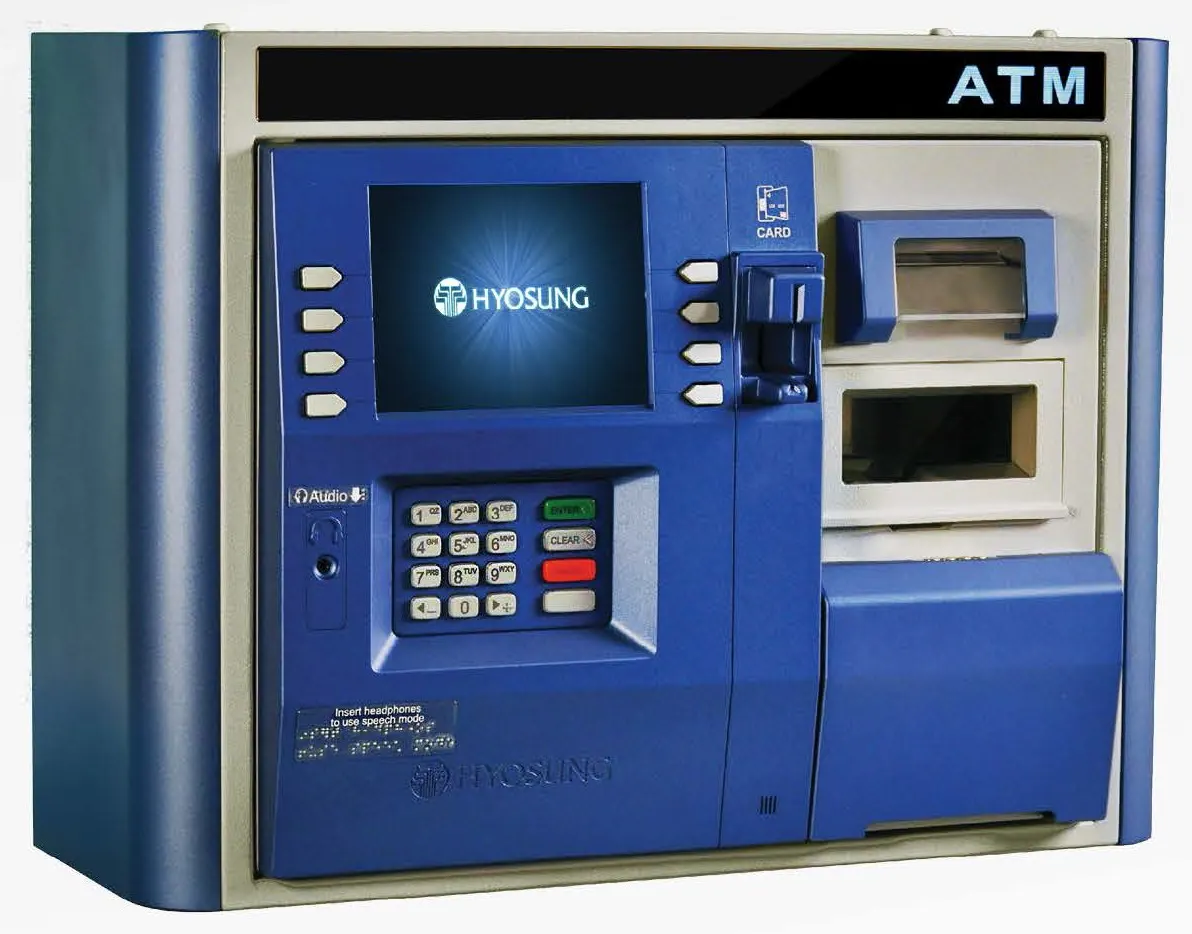 Nautilus Hyosung MX4000W wall-mount ATM, front three-quarter view